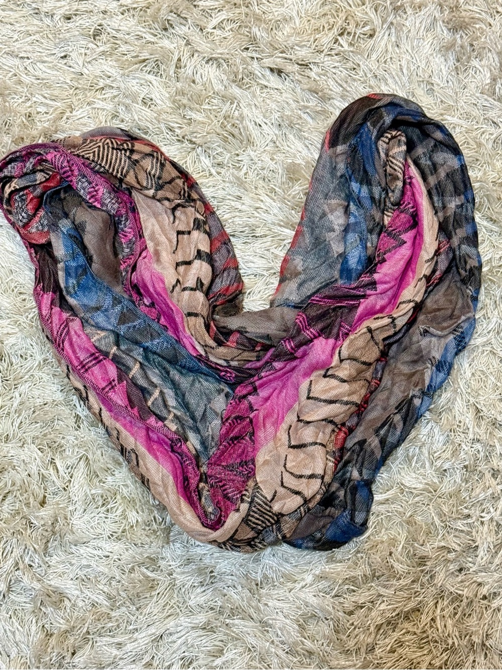 Boho Multicolor Infinity Scarf Geometric Tribal Print Lightweight Wrap Nordstrom - Picture 8 of 8